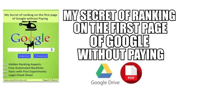 My secret of ranking on the first page of google without paying PDF
